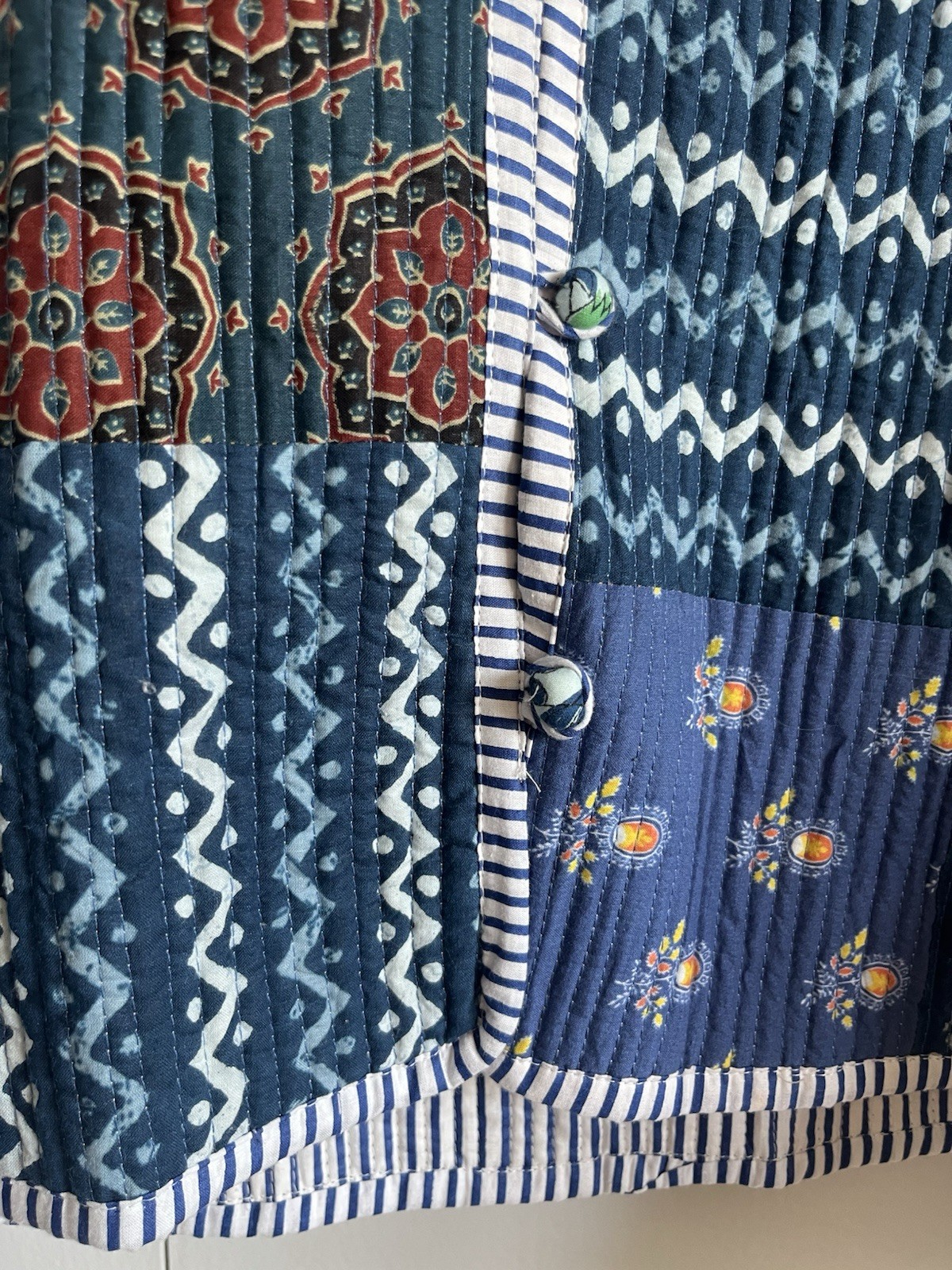 Blue Multi quilted jacket, Patchwork Jacket, Flor… - image 4