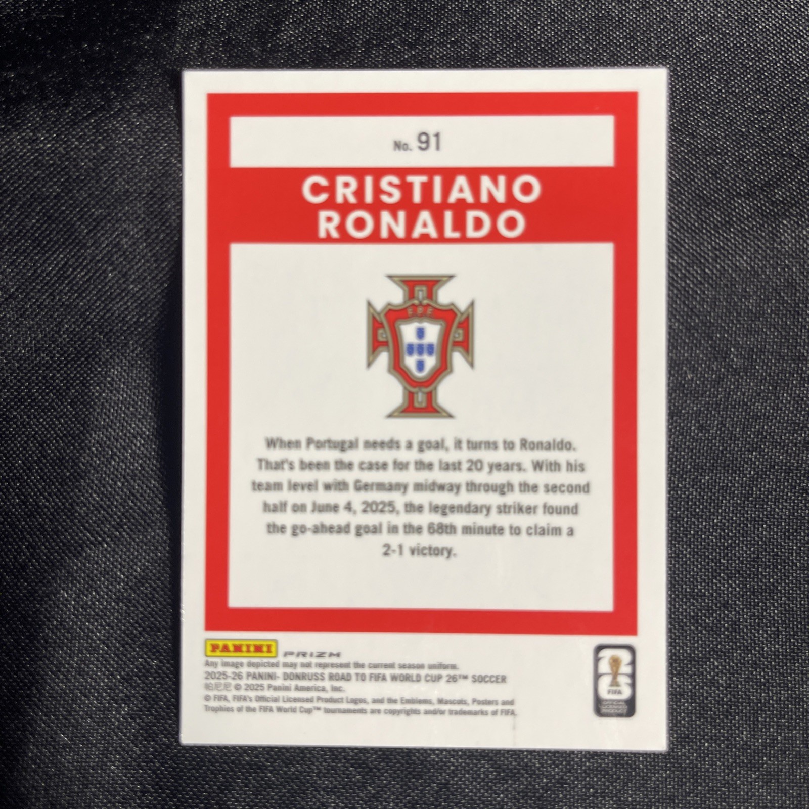 2025-26 Panini Donruss Road to World Cup Cristiano Ronaldo Plum Blossom Prizm view 2