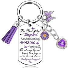 Best Friend Birthday Gifts for Women Inspirational Friendship Keychain Purpl...