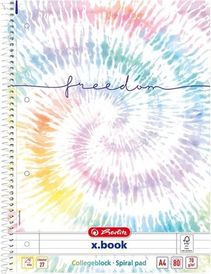 herlitz Collegeblock New Batik ''Freedom DIN A4 liniert mit 2 Rändern 80 Blatt