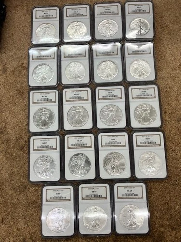 1986-2004 19 American Silver Eagle NGC MS 69 1 oz .999 US Mint $1 Coin LOT