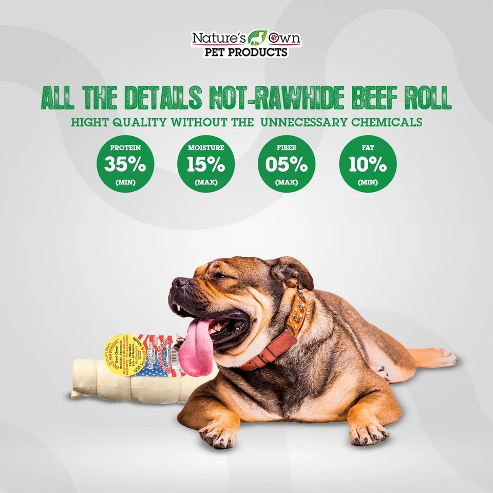 Beef Chew Rolls for Dogs Pack of 3 Gluten Free Natural Chewy Treats 8-10 Inch - Image 4 of 4