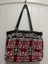 Isabella Fiore Vintage Beaded Embroidered Floral Shoulder Bag Red Black White