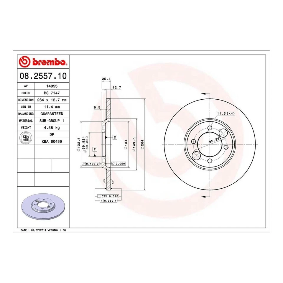 Rotor de freno de disco trasero Brembo 2 piezas para 1962 1963 1964 1965 1966 Jaguar Mark X Foto 2 de 4
