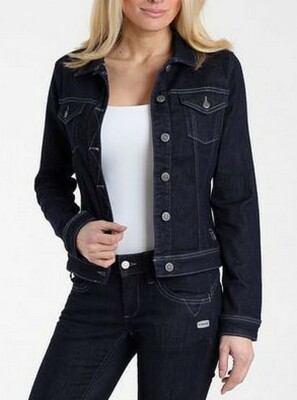 GANG Mira Damen Jacket Jeansjacke Stretch Denim Blau Uni Rinsed Slim Fit  Biker
