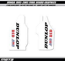 HONDA WHITE FORK GUARD GRAPHICS MOTOCROSS DECALS STICKERS CR125 CR250 1990-2003