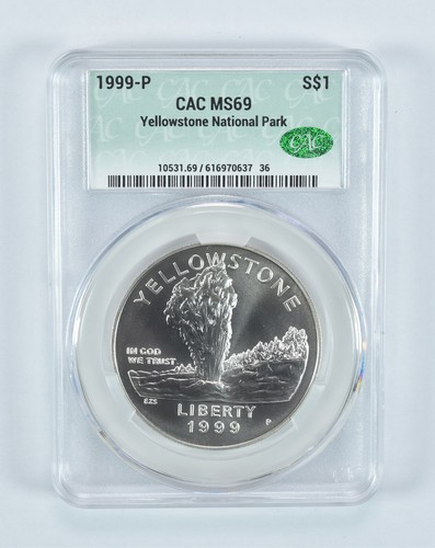 1999-P Yellowstone National Park Commemorative Silver Dollar MS69 CAC