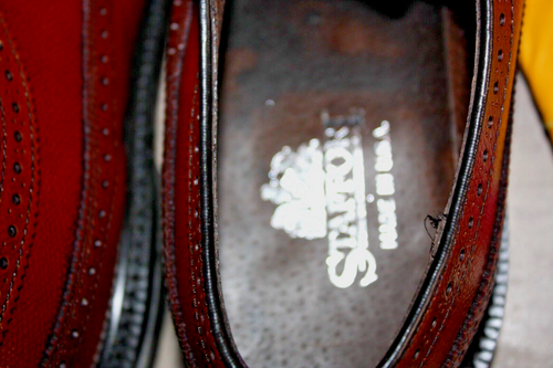 Stafford Cognac Leather Brogue Wingtip Oxfords #5141 Size 10 3E Wide - Picture 8 of 13