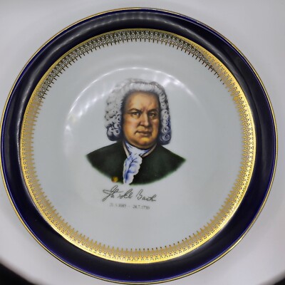 Vtg Wintering Bavaria Echt Kobalt Scharffeur Collectable Plate Sebastian Bach RR
