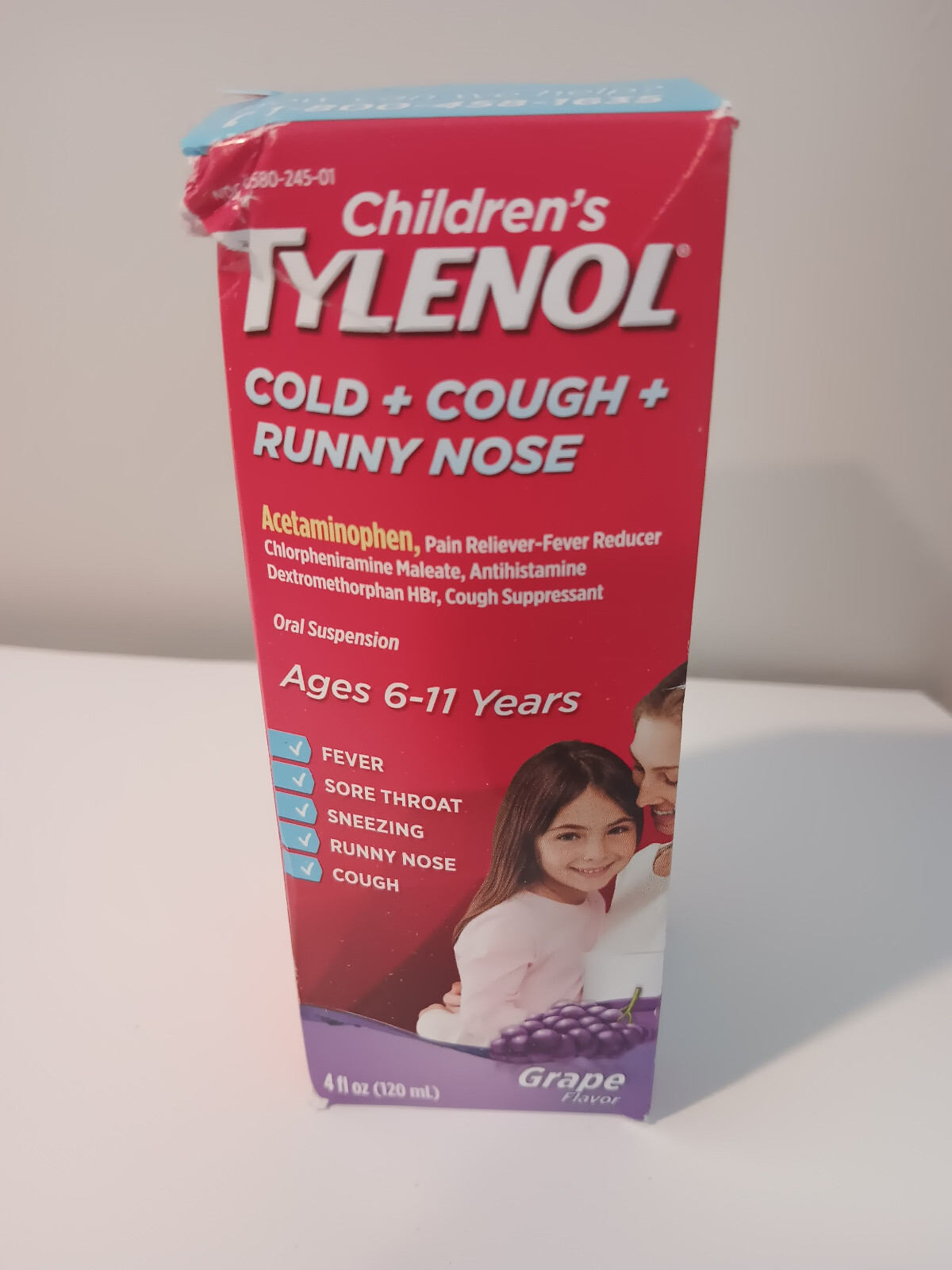 Children's Tylenol Grape Flavor Cold + Flu Cough Runny Nose Oral Liquid