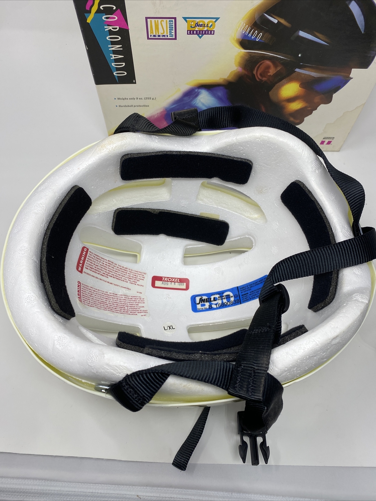 Rare Vintage TROXEL CORONADO Bicycle Helmet White Size Youth L/xl 1993