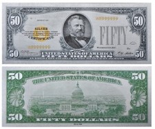 50 US DOLLAR / USA BANKNOTE 1928 - BANKNOTE - VERSILBERT - SELTEN