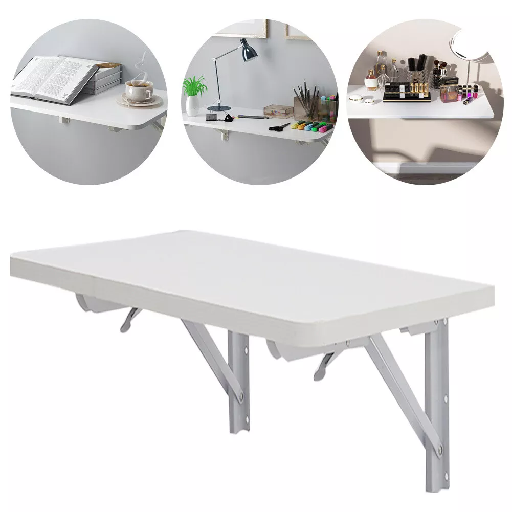 Folding Wall mounted Drop leaf Table White Floating Laptop Desk
