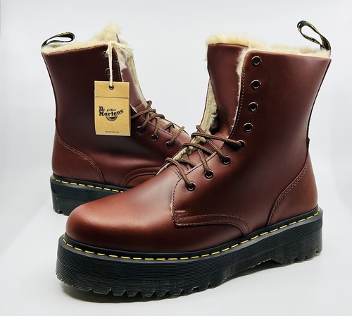 Dr Doc Martens JADON FL Leather Faux Fur Lined Platform Boots Size 12 | eBay
