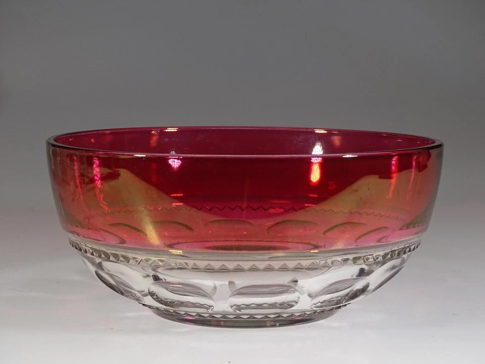 Vintage U.S. Glass Ruby Stained King's Crown Large Salad Bowl c.1955 - Image 2 of 4