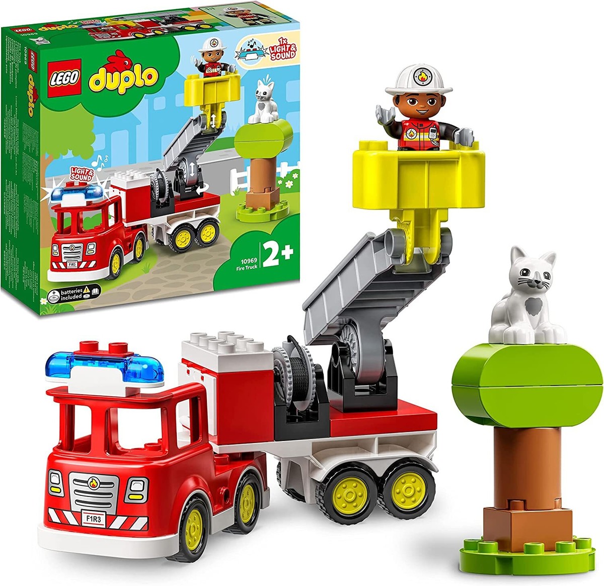 LEGO 10969 DUPLO Town Fire Engine Toy for Toddlers Plus Years Old, Truck  with