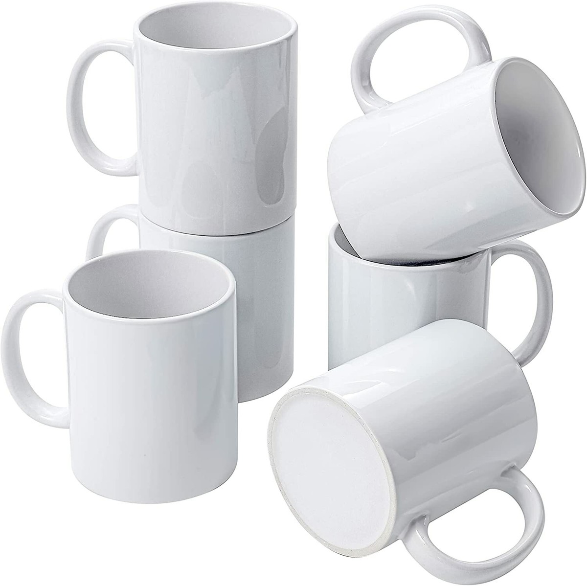 6 Sublimation White Mug,11oz, Blank Coffee Mug Ceramic blank cup Comes with  box