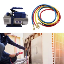 Vacuum Pump & Manifold Gauge Set a/c Refrigeration Kit 1/4 Hp For 1/4" Hose