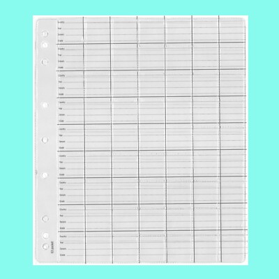 Plastic Coin Pages/Refills 63 Pockets With Backing Paper Pack/5 For Au $2 Coins