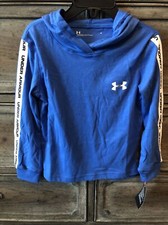 NWT Under Armour Boys Long Sleeve Hooded T-Shirt Blue Size 4