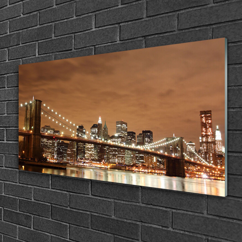 Tableau en verre trempe Tulup Bridge City impression panoramique haute definition