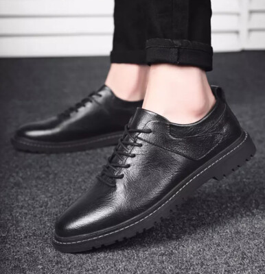 Fashion Men Oxfords Casual Shoes Leather Shoes Lace Up Flats