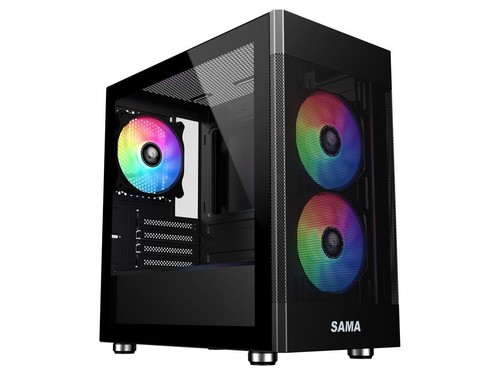 Sama ARGB Q5 Black Micro ATX Tower Gaming Computer Case, 3x120mm ARGB Fans - Picture 2 of 12