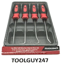 SNAP ON TOOLS USA RED Mini Soft Grip INSTINCT Awl Hook Pick Set SGASA204C R NEW