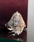 Vintage Filigree Art Deco 2.17CT Lab Created Diamond Engagement 925 Silver Ring