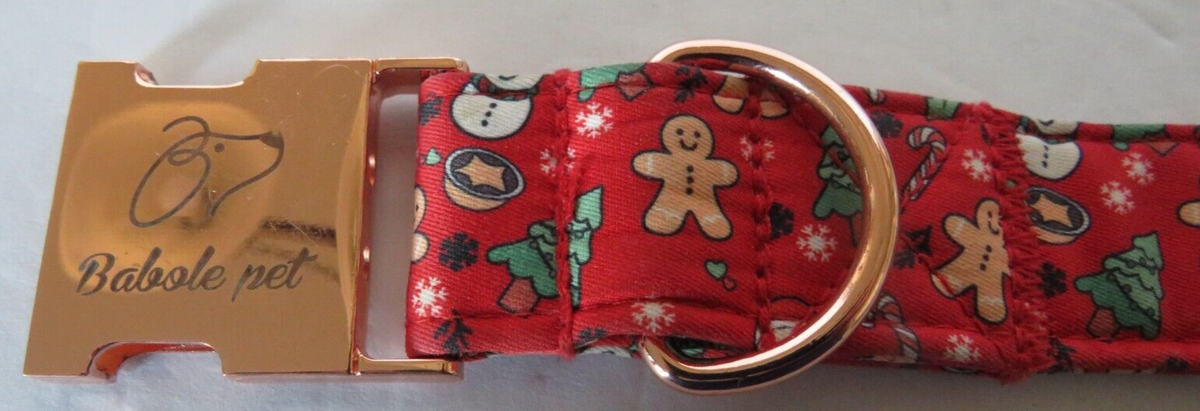 Babole Pet Dog Collar Festive Large Dogs Gold Tone Buckle Holiday