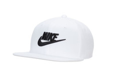 New Nike Pro Cap Dri-Fit White Flat Bill Adjustable Snapback Hat Men's M/L