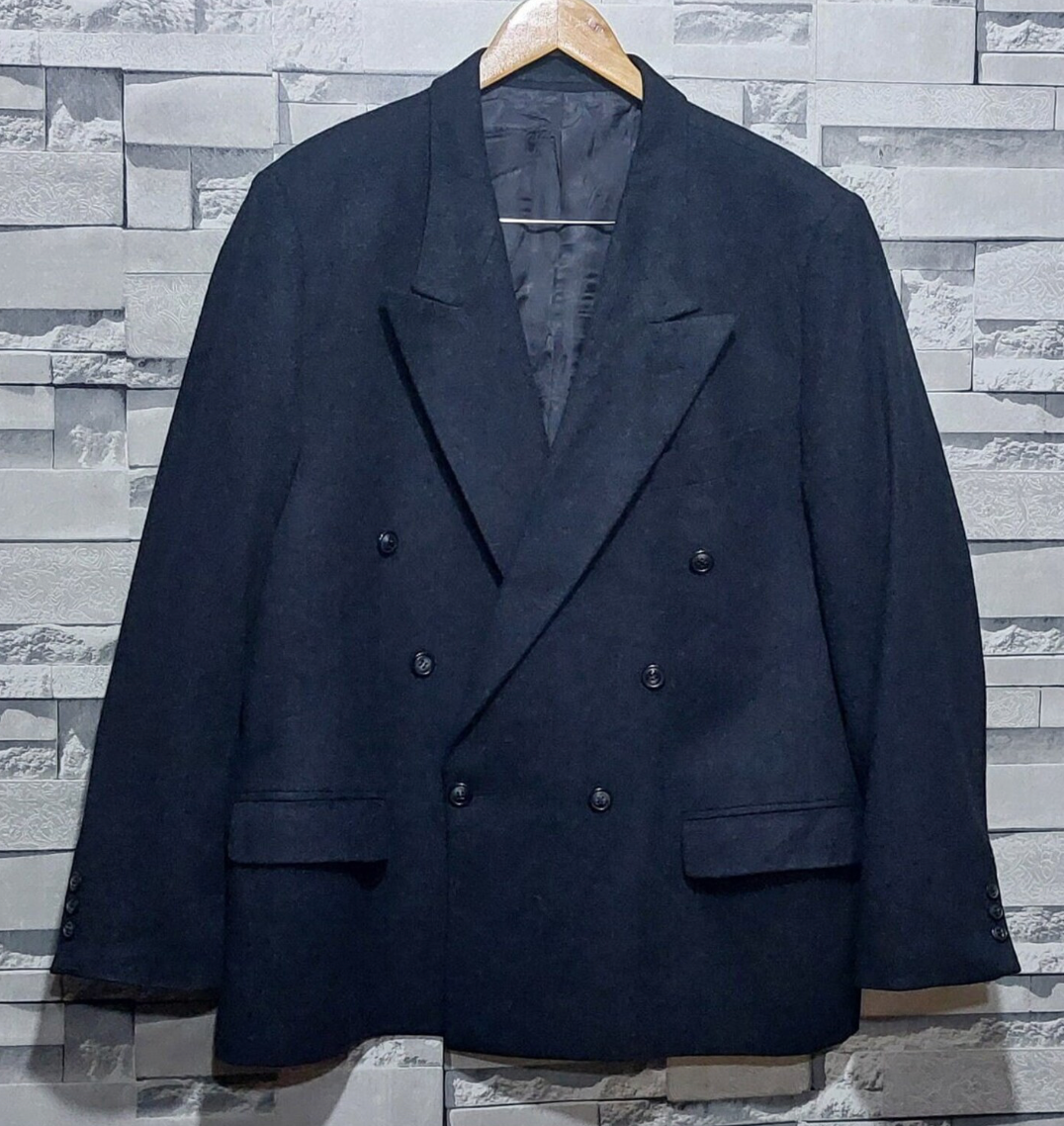 Giacca Cappotto Vintage Yves Saint Laurent Parigi Lana Pea Blu Donna