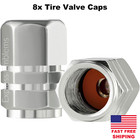 8pcs Silver Tire Valve Cap Stem Cover For Bike, Car, Trucks, Atv