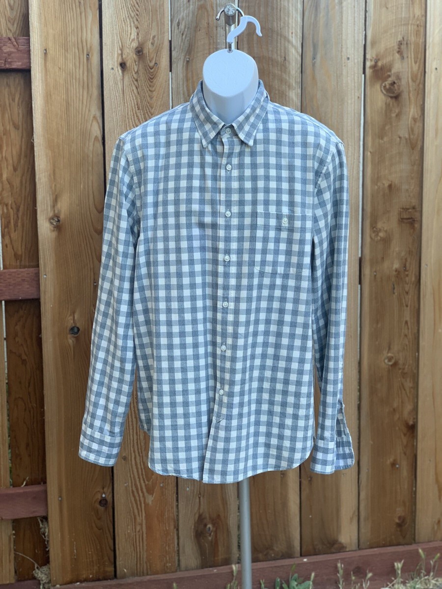 J.CREW Button Up L/S Gray White Check Shirt Sz Lg | eBay