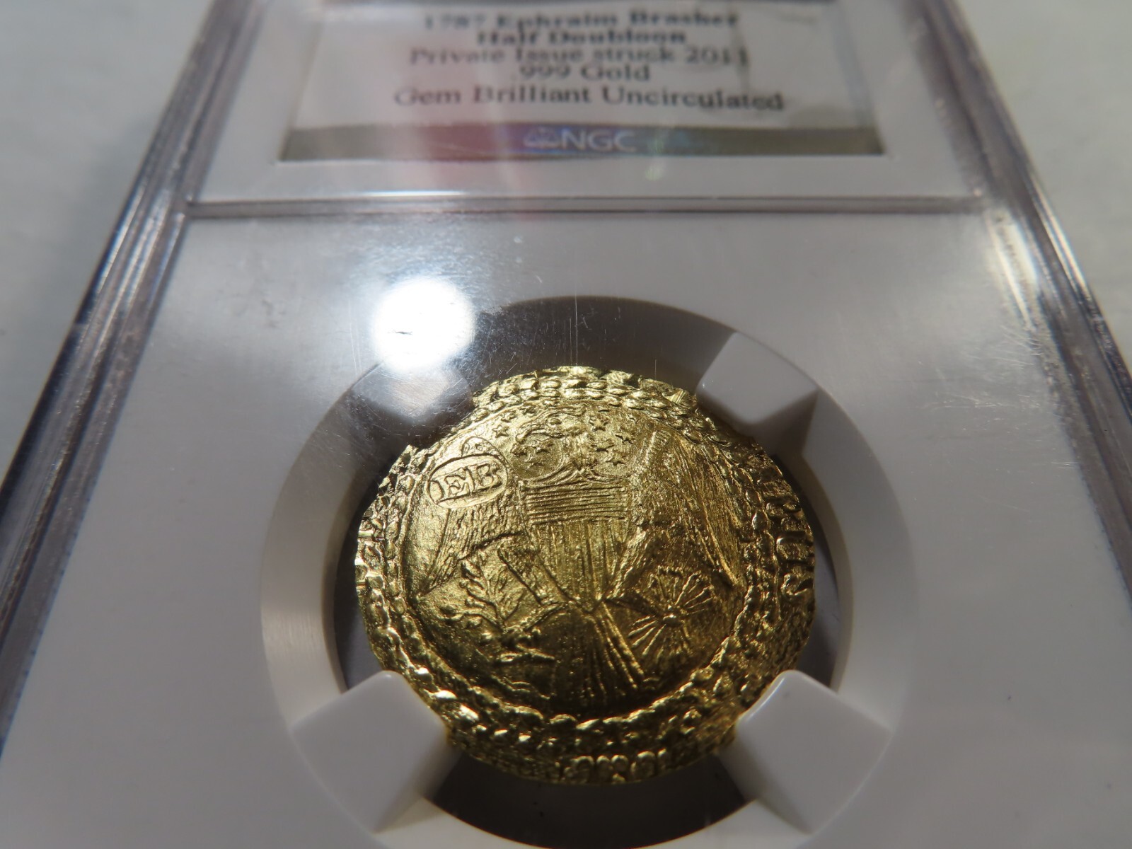 F2 USA 1787 Ephraim Brasher Half Doubloon GOLD Struck 2011 NGC GEM BU