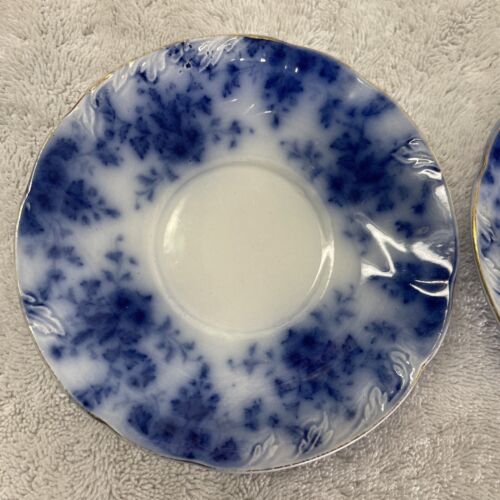 Antichi piattini semi porcellana Ridgeways England Flow blu 5 3/4" - Foto 2 di 6