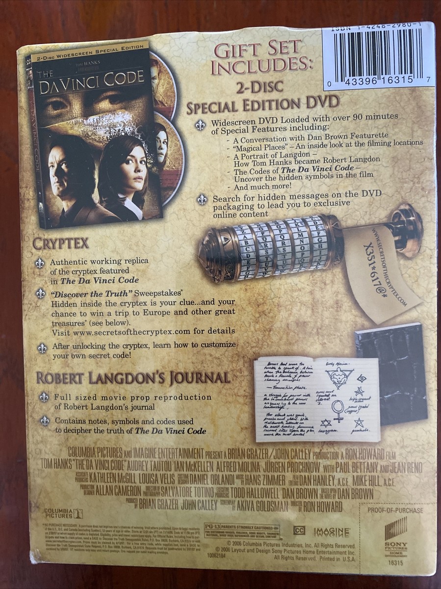 The DaVinci Code (DVD, 2006, 2-Disc Set, with Cryptex Langdon