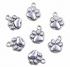 5 x Dog Paw Metal Charms, Great for Jewellery and Arts & Crafts