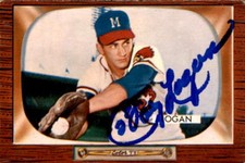 Johnny Logan Milwaukee Braves 1955 Bowman Signed Baseball Card #180 DECEASED