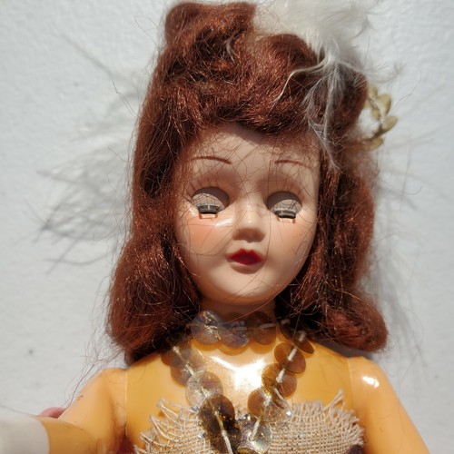 VTG Creepy Doll Ice Skates Open Close Eyes Pink Sequin & Nylon Net 7.5 " - Picture 2 of 11