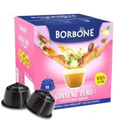 Ginseng Zero 64 Kapseln borbone Kindergetränk Schokodrink Kompatibel Dolce Gusto