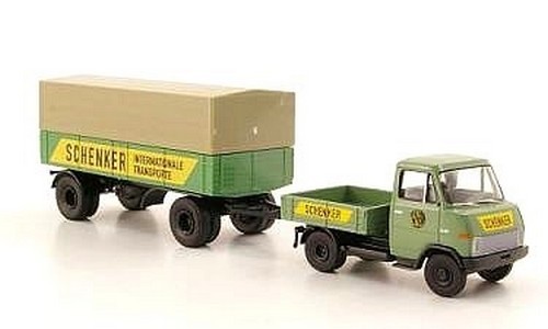 Hanomag HHF Brekina HO 1/87 miniature de collection Schenker bâche textile et châssis détaillé