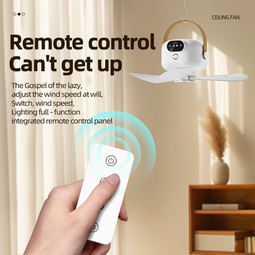 USB Power Mini Ceiling Fan 3 Speed With Remote Control For Camping Tent Outdoor - Picture 4 of 8