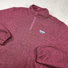 Eddie Bauer Sweater Men Large Knit Fleece 1/4 Snap Button Pullover Outdoor Red