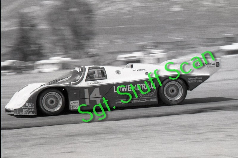 1985 IMSA racing photo negative Al Holbert / Al Unser jr Porsche 962 Riverside