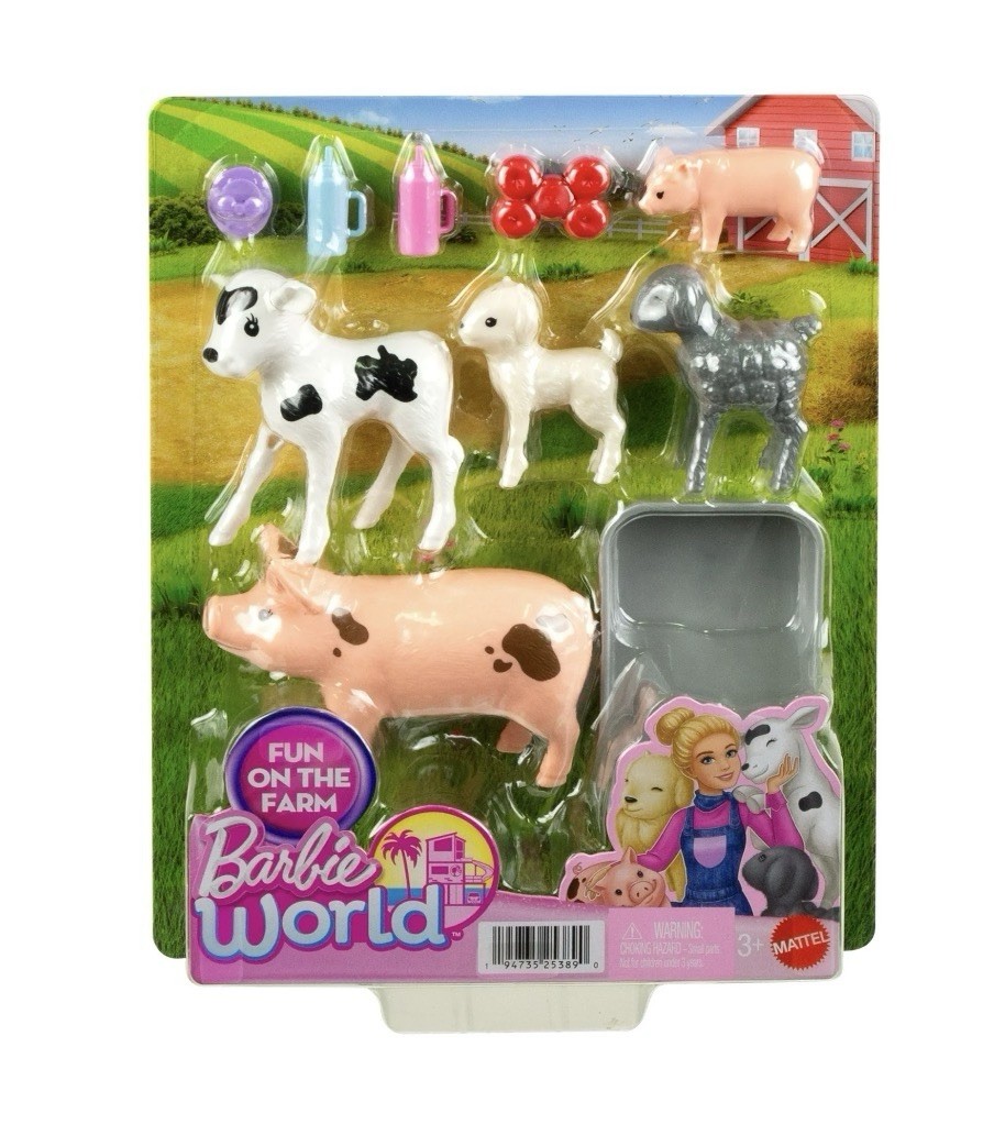 Barbie World Fun On The Farm Animal Toy Set With Accessories
