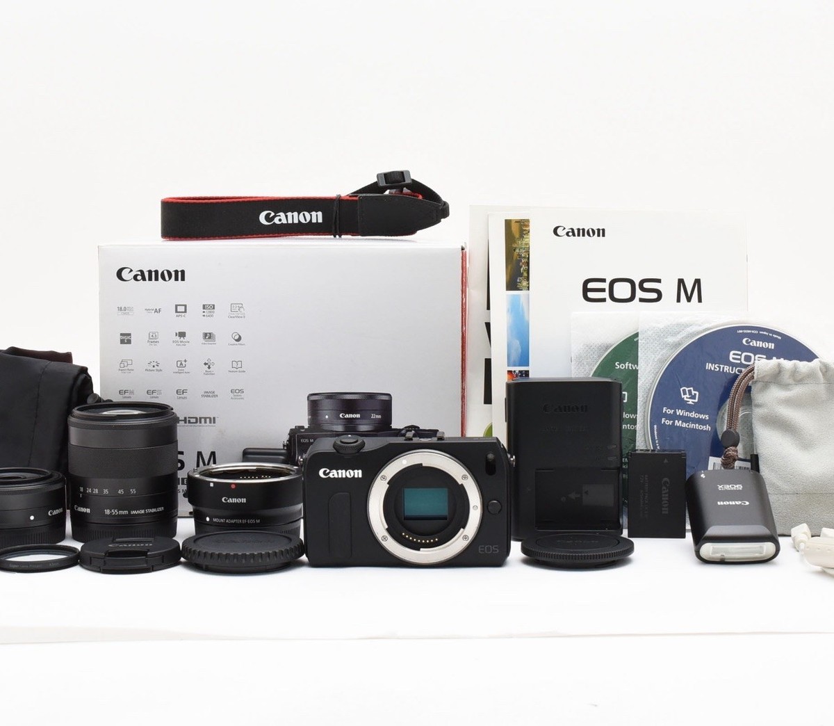 Canon EOS M EF-M 18-55mm & 22mm STM & EF-EOS M Adapter