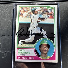 Ultra Rare 1983 Topps Autographed Auto  Rickey Henderson, Athletics, HOF