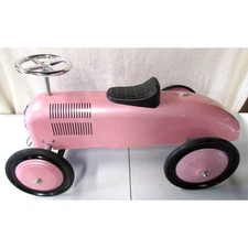 Vintage Style Pink Racer Ride On Car JUNFOR Pedal Car Toy for Kids Metal