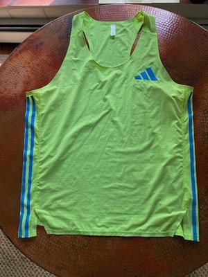 adidas Adizero Running Singlet Neon Yellow Men's Used Large Good Condition